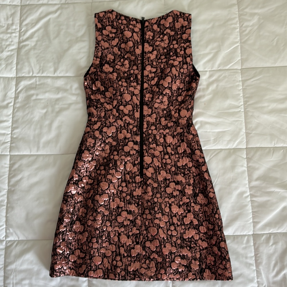 Alice + Olivia Metallic Jacquard Bateau Black Copper Rose Gold Mini Dres… - Picture 9 of 13